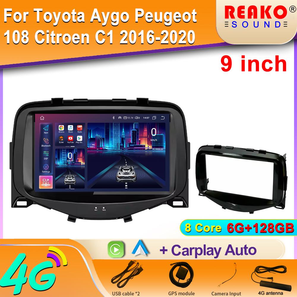 Android For Toyota Aygo Peugeot 108 Citroen C1 2016-2020 Car Radio Multimedia GPS Navigation Carplay Auto Player DSP DVD 2Din