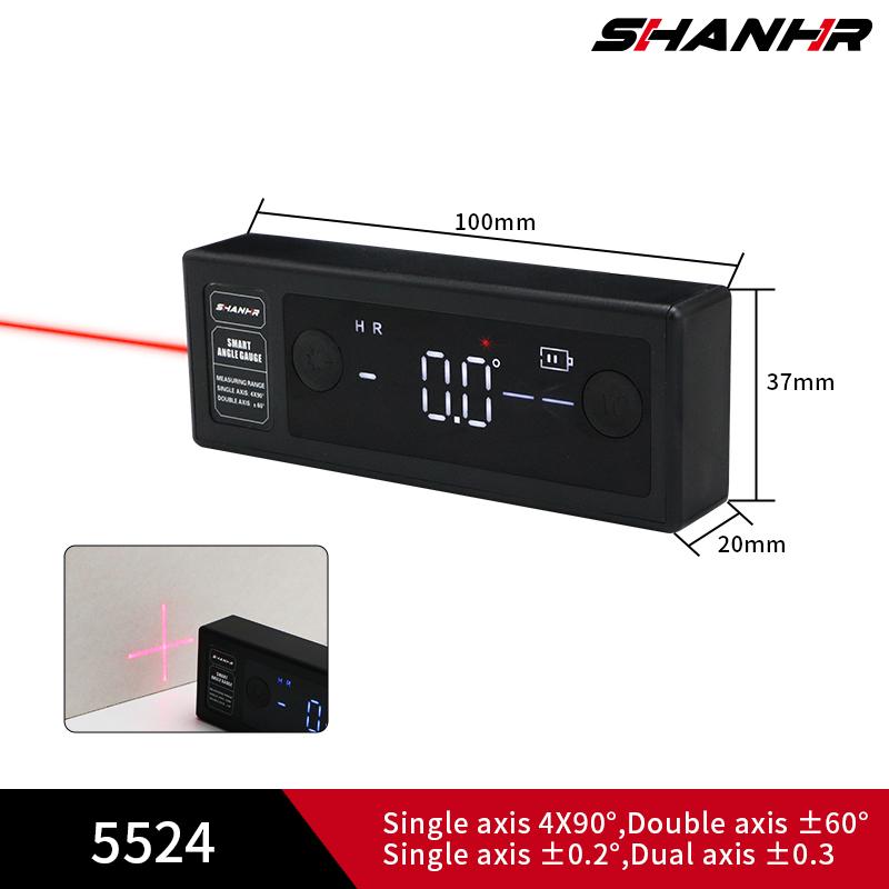 

SHANHR Portable Digital Angle Gauge with Laser Digital Inclinometer LeveL Box Rechargeable Angle Finder With Dual Axis 5524