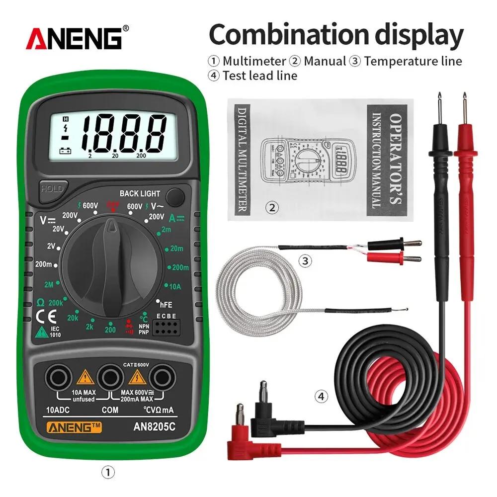 ANENG AN8205C Multimetro Tester Meter With Volt Ohm Digital Multimeter AC/DC Ammeter Thermocouple LCD Backlight Portable