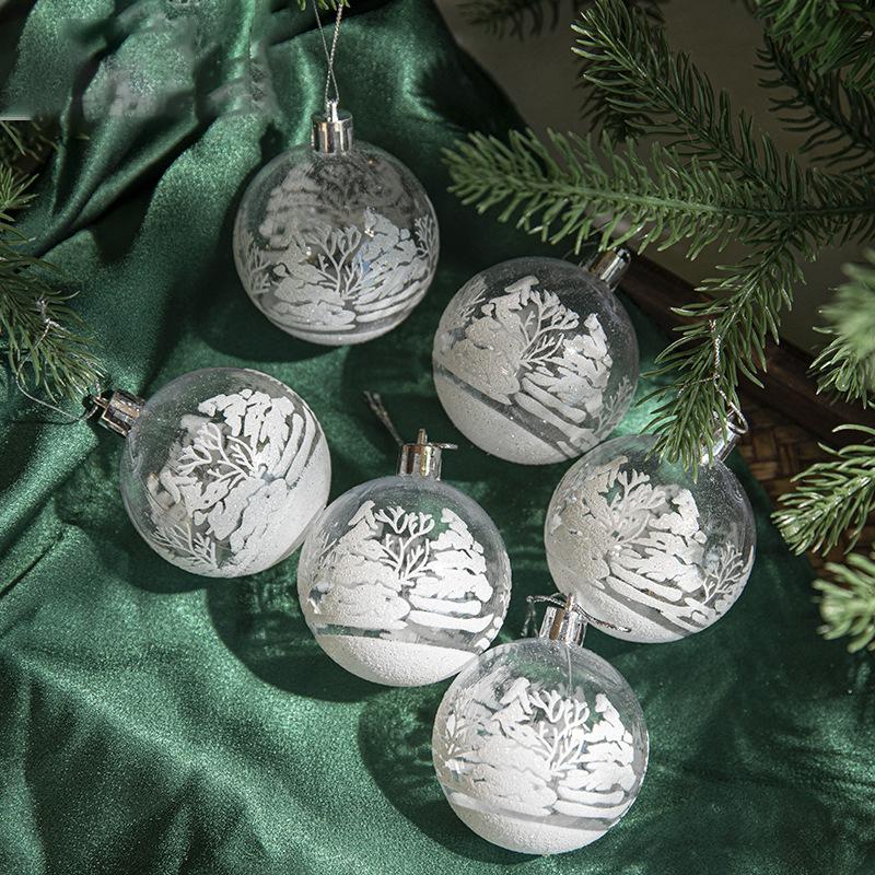 6 piezas Bolas de Navidad Blancas Transparentes Bola de Nieve Colgante Decoración Árbol de Navidad Adornos Transparentes Adorno Colgante Decoración Hogar Año Nuevo
