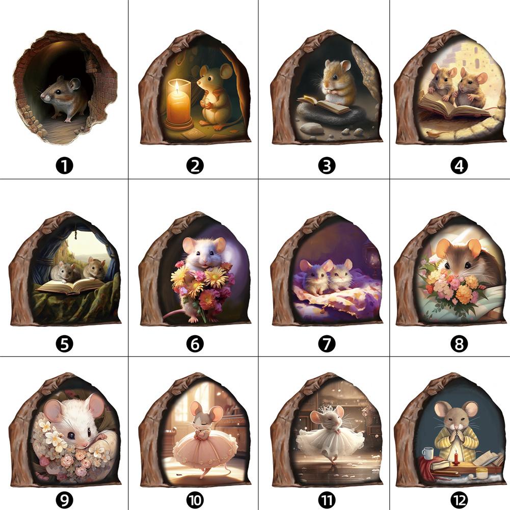 DIY Cartoon Funny Mouse Hole Wall Stickers Home Decoration Cute Animal Waterproof Decals Kid Bedroom Living Room Wallpaper Decor