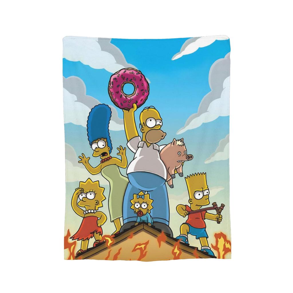 Simpsons Cartoon Blanket Flannel All Season Multi-function Lightweight Thin Throw Blanket for Bed Car Quilt