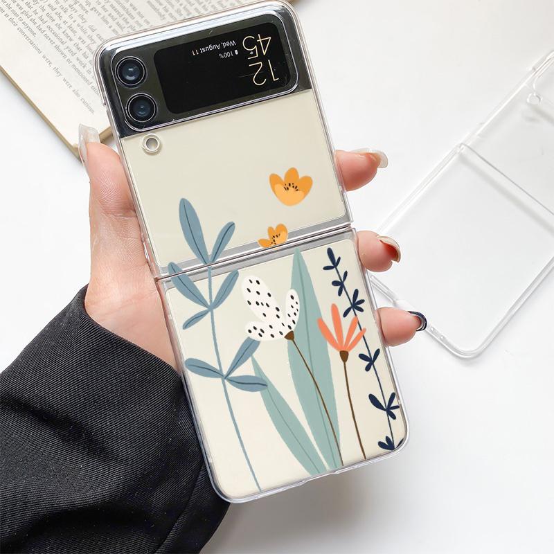 Cute Cartoon Candy Painted Fashion Phone Case For Samsung Galaxy Z Flip 3 4 5 6 7 Hard Folding Z Flip4 Clear PC Cover Gift