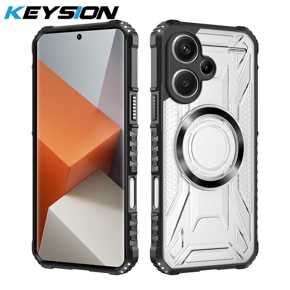KEYSION Transparent Magnetic Case for Redmi Note 13 Pro 4G 13 Pro+5G Shockproof Phone Back Cover for Xiaomi POCO X6 5G M6 Pro 4G