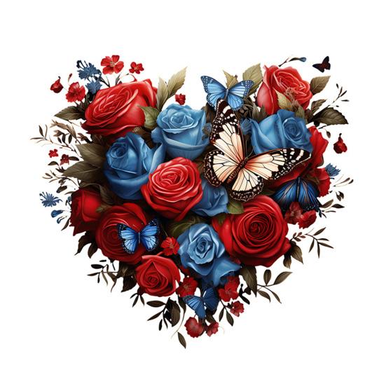 Valentine's Day Toilet Sticker Rose Flower Heart Shaped Toilet Lid Tank Decals Self-Adhesive Waterproof PVC Bathroom Wall Sticker