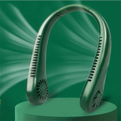 Ventilador de refrigeração para pendurar no pescoço com bateria com duração extra de 24 horas. Os alunos carregam consigo um mini ventilador USB silencioso e sem folhas