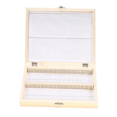 100 Places Wooden Slide Storage Box with Numbered Slots Contents Sheet for Prepared Microscope Slides