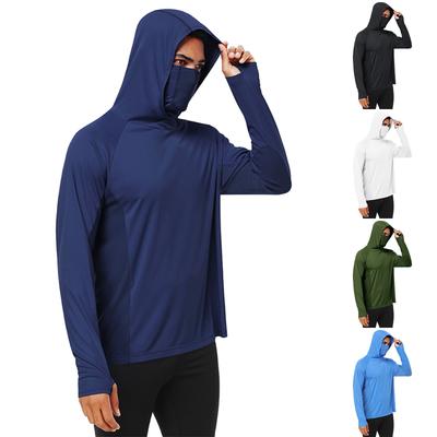 Ropa de Verano con Capucha y Cubre Rostro para Hombre con Agujeros para el Pulgar, Panel de Malla Camisa Deportiva Casual para Correr Ciclismo