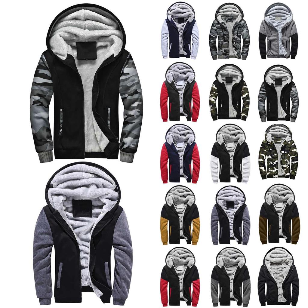 Men's And Winter New Fashion Contrast Color Loose Casual Plush Jacket