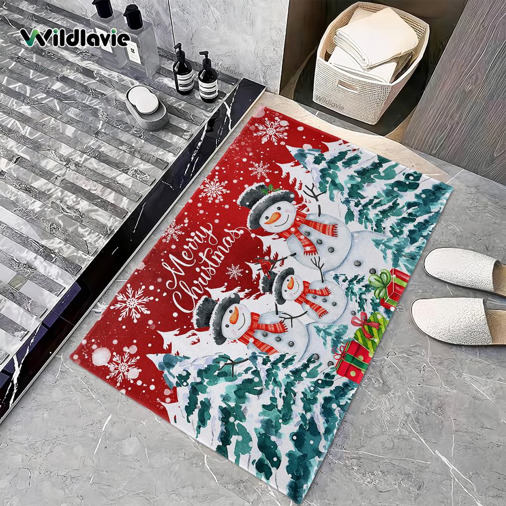 1pc Three Santa Claus Doormats Festive Floor Mat Living Room Rug For Bedroom Welcome Mat Outdoor Rug Christmas Rug