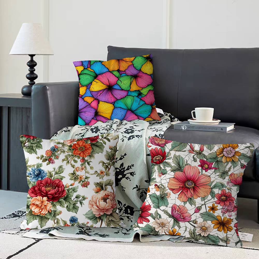 Elegant And Gentle Floral Print Cushion Cover Decorative Pillow Sofa Home Decor Case Pillow Cases