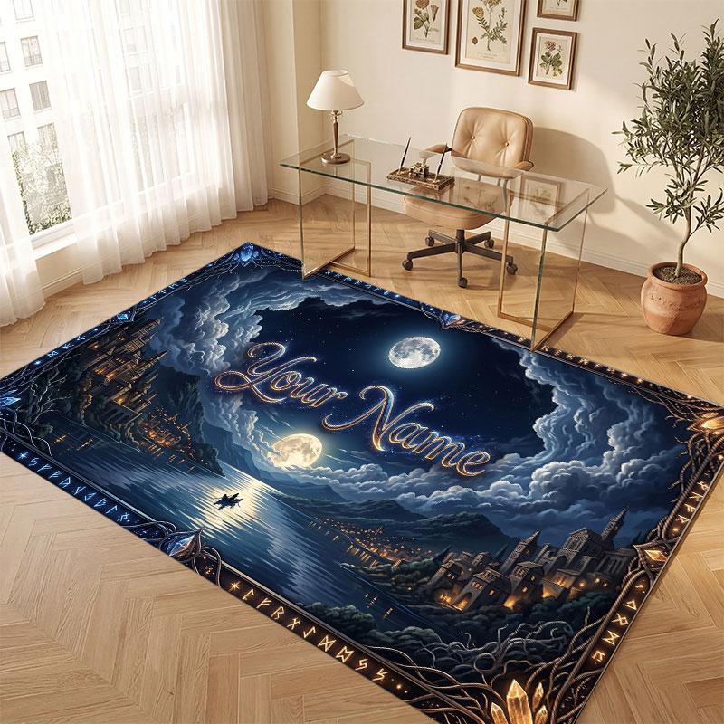 Abstract Personalized Theme Crystal Velvet Floor Rug Personalized Custom Name Text Warm Carpet Home Decoration