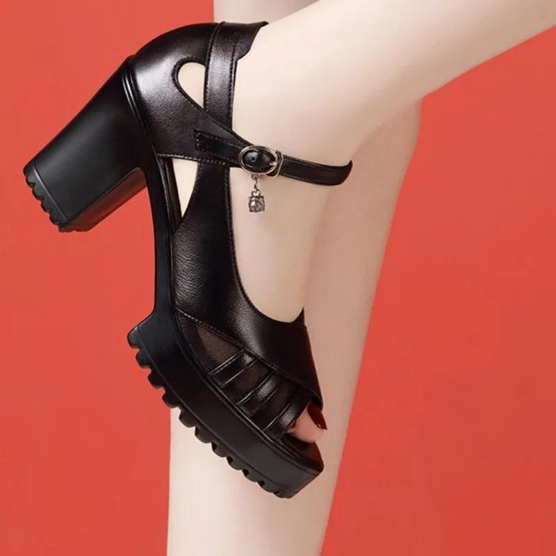 2025 Buckle Strap Women's Sandals New Open Toe Office and Career Summer Best Seller Comfortable Heeled Sandals Zapatos