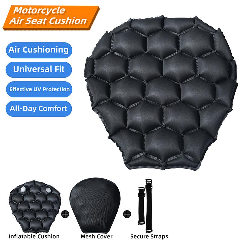

Motorcycle Gel Seat Cushion Motorcycle Seat Cushion 3D Honeycomb Anti-slip Moto Pressure Relief Ride Seat Pad Moto Accessories чёрный
