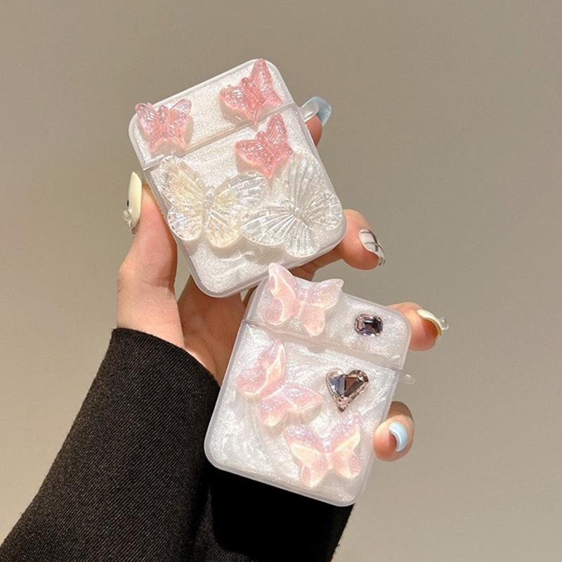 Applicable To Airpodspro2 Glitter Rhinestone Three-Dimensional Suitable For 3Rd/4Th Generation Butterfly Apple Bluetooth Headset Cover Protective Case