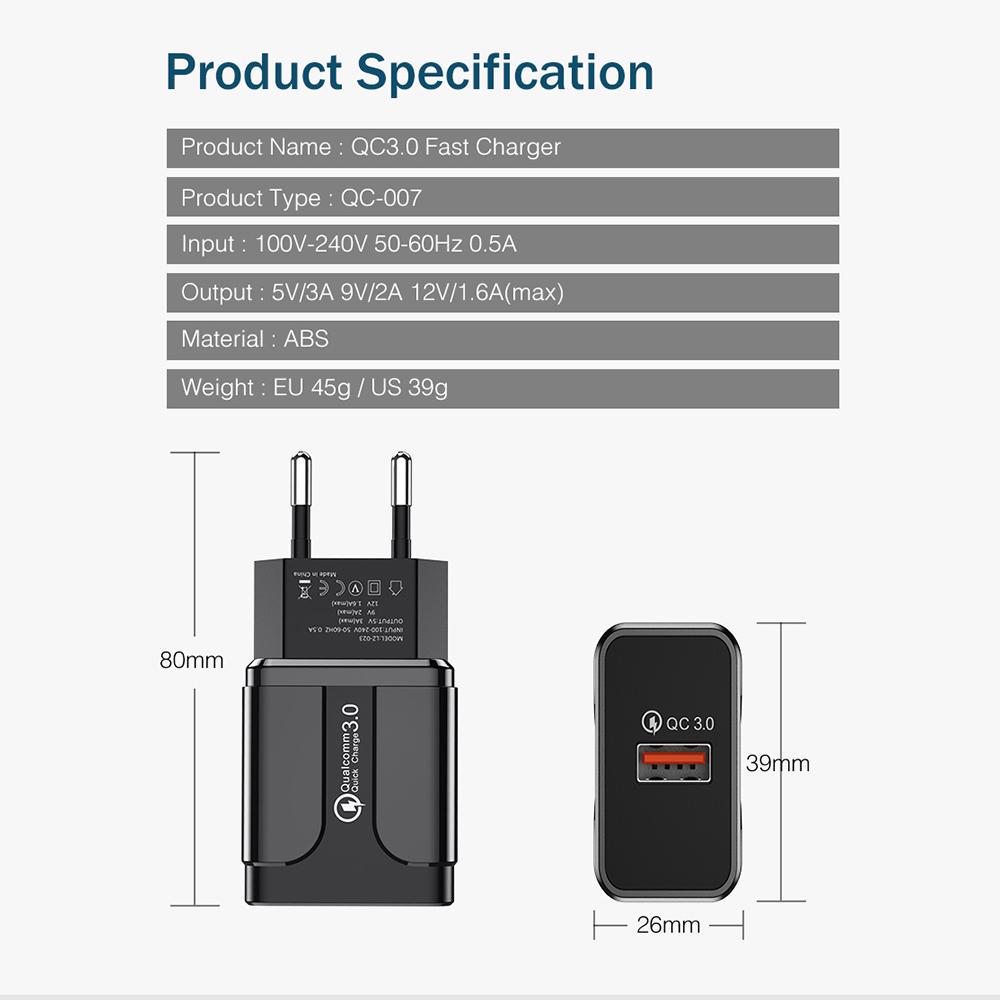 Quick Charge 3.0 for iPhone 15 16 for Samsung S10 S20 for Xiaomi