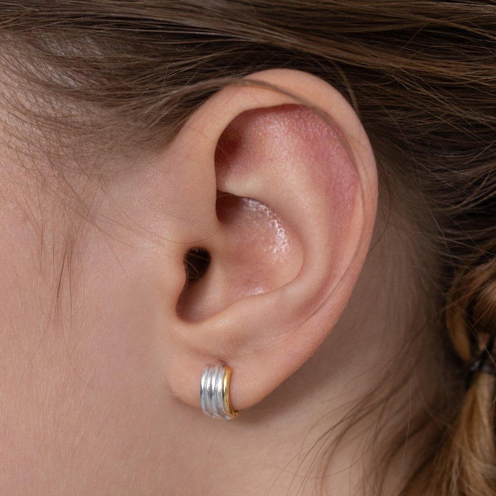 (925 Silver) Stacked Point Hoop Earrings Ec3180