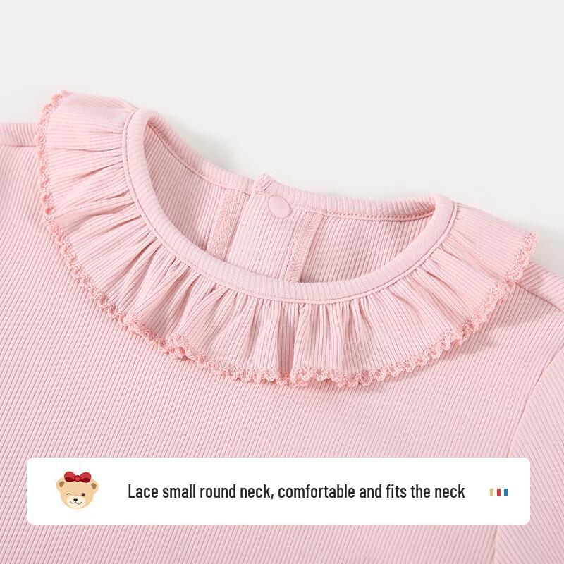 Classic Teddy Girls' Ruffled Collar Long-Sleeve T-Shirt
