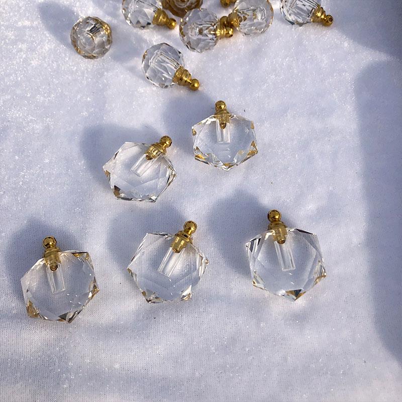 Natural Essential Oil Bottle Rutilated Quartz Gemstone Perfume Bottle Pendant