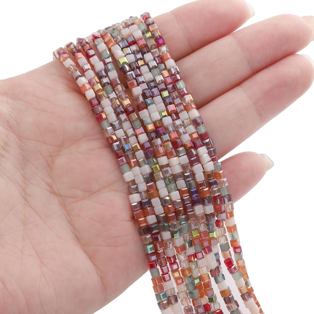 180Pcs Glass Surface Square Lnterval Bead For DIY Bracelets Necklaces Jewelry Making