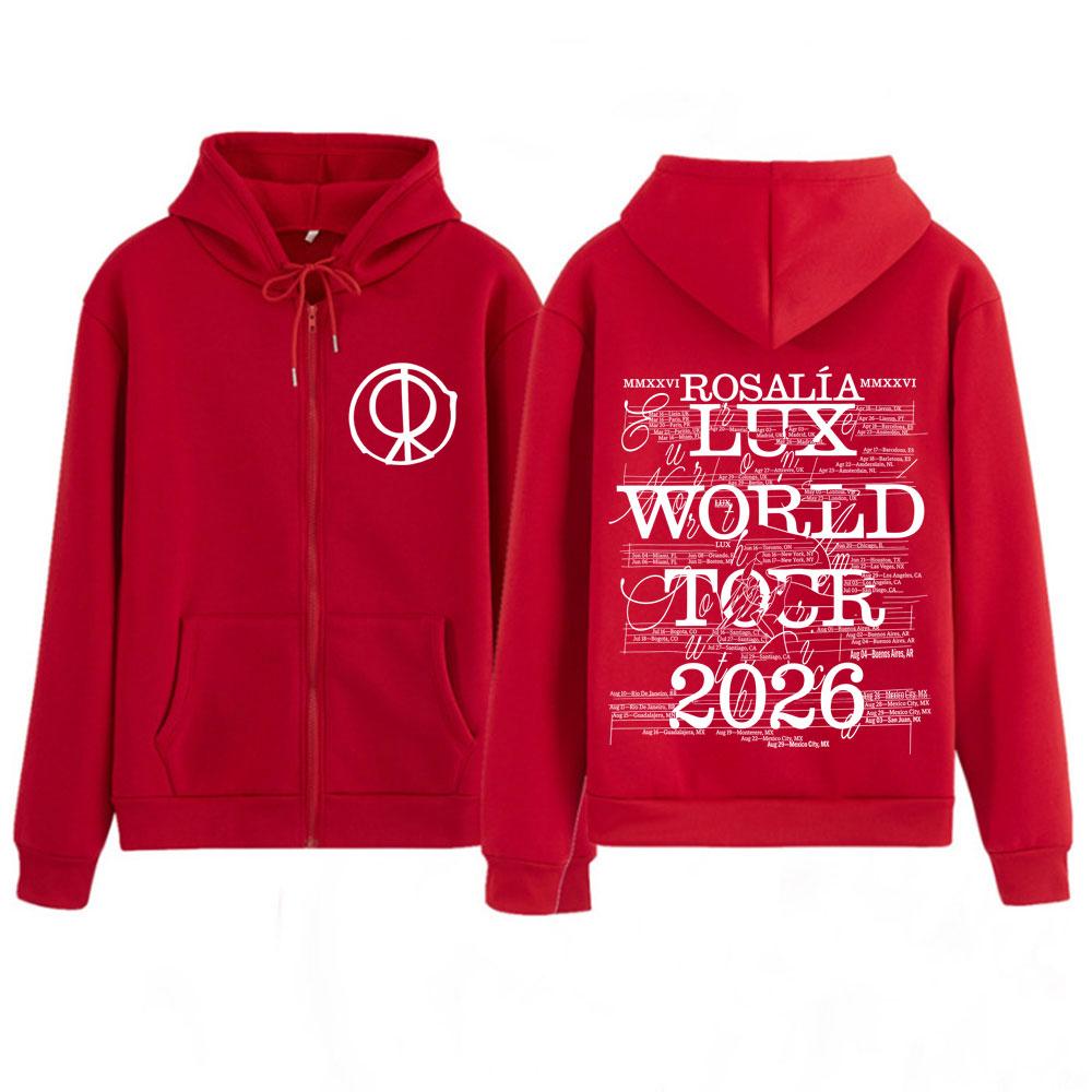 Singer Rosalia Lux Album Tour Print Graphic Zipper Hoodie Men Women Fashion Pullover Long Sleeves Tracksuit