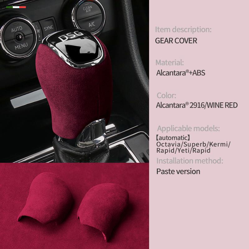 Car Center Console Gear Shift Head Knob Cover Trim For Skoda Octavia Superb Kermi Rapid Yeti Rapid Alcantara Suede Accessories