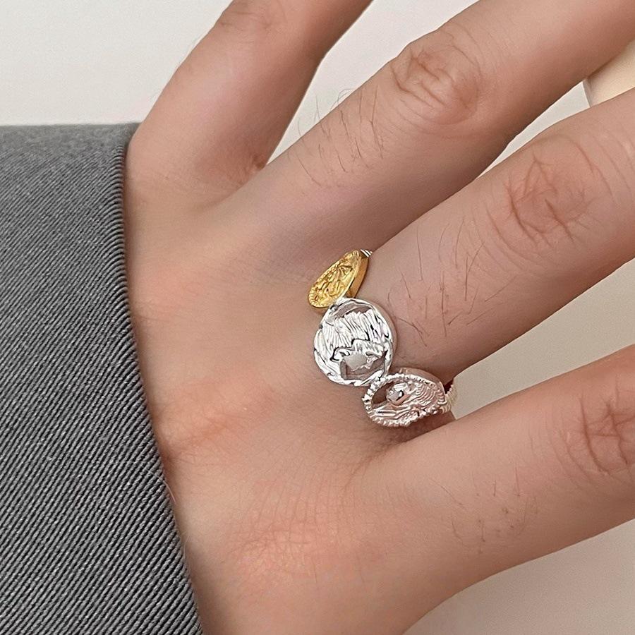 925 Sterling Silver Retro Brushed Open Finger Ring - Women's High-End Niche Light Luxury, Trendy and Non-Fading.