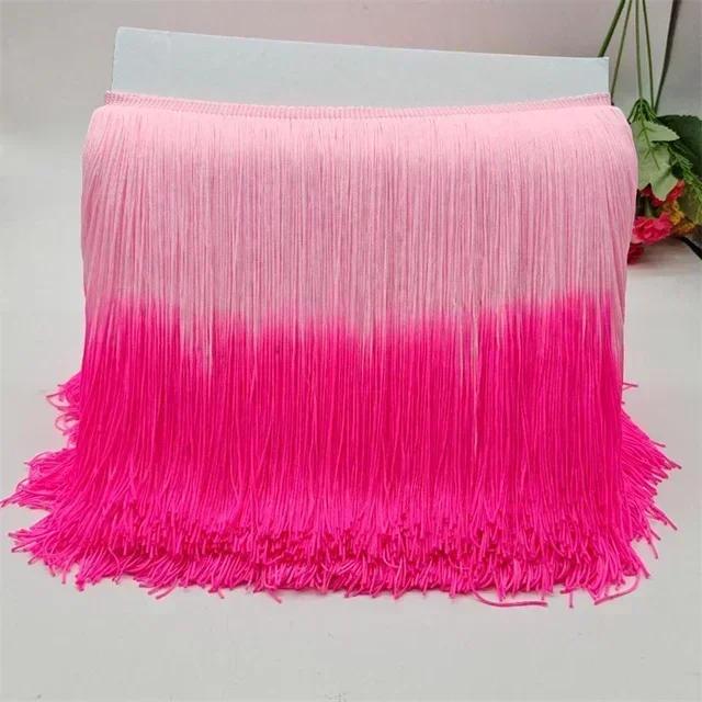 Meetee 2/3/5M 20cm Coloured Fringe Tassel Clothing Curtain Lace Trim Webbing Ribbons for Sewing Latin Dress Fabric Accessories