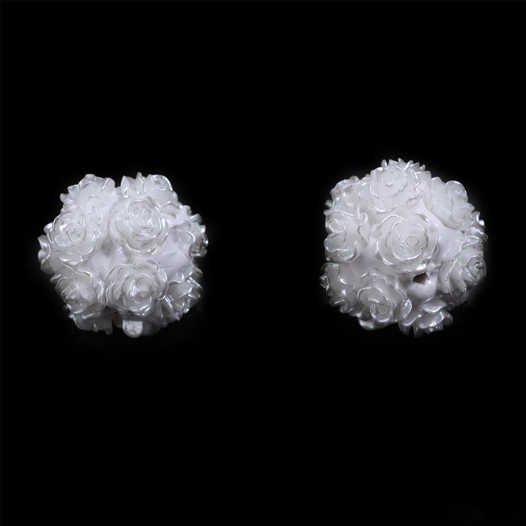 2Pcs Clay Rose Flower Ball Beads Straight Hole 20mm Multicolor Loose Polyester Beads DIY Earring Bracelet Key Chain Supplies