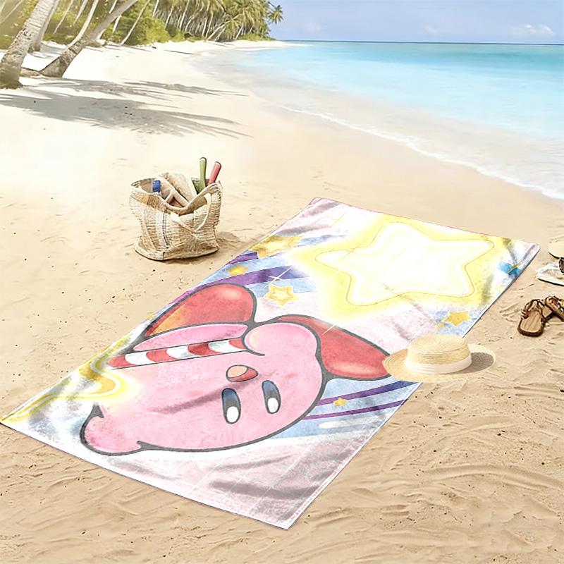 Kirby2 Print Beach Towel, Large Soft Quick Dry Towel for Beach Camping Swimming