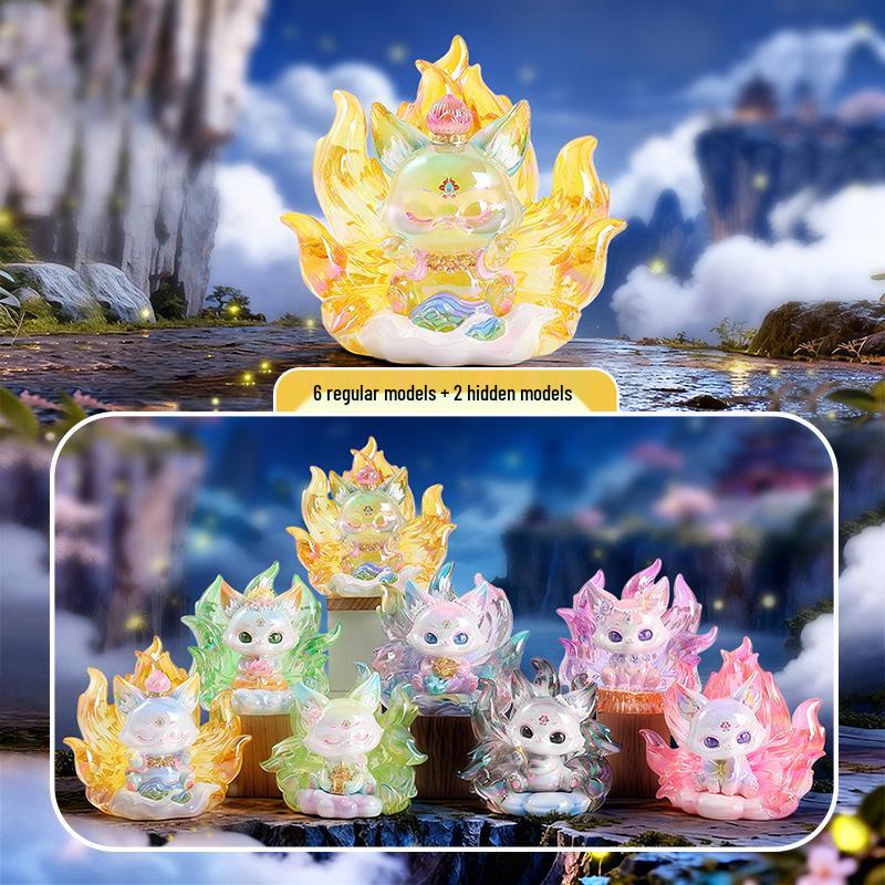 Qingqiu Nine-Tailed Fox Blind Box Figurine - Trendy New Year Gift & Desktop Decoration