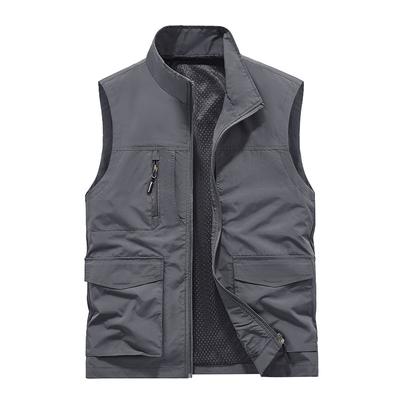 Sleeveless Vest Men's Four Seasons Middle-aged Outdoor Leisure Loose Large Size Vest European and American Sports Multi-bag Vest