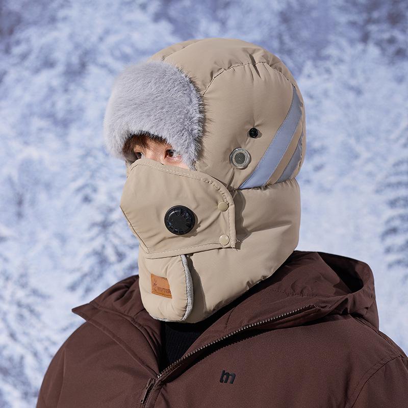 Unisex Winter Lei Feng Hat with Cycling Face Mask & Ear Muffs - Windproof, Cold-Proof for Outdoor Activities