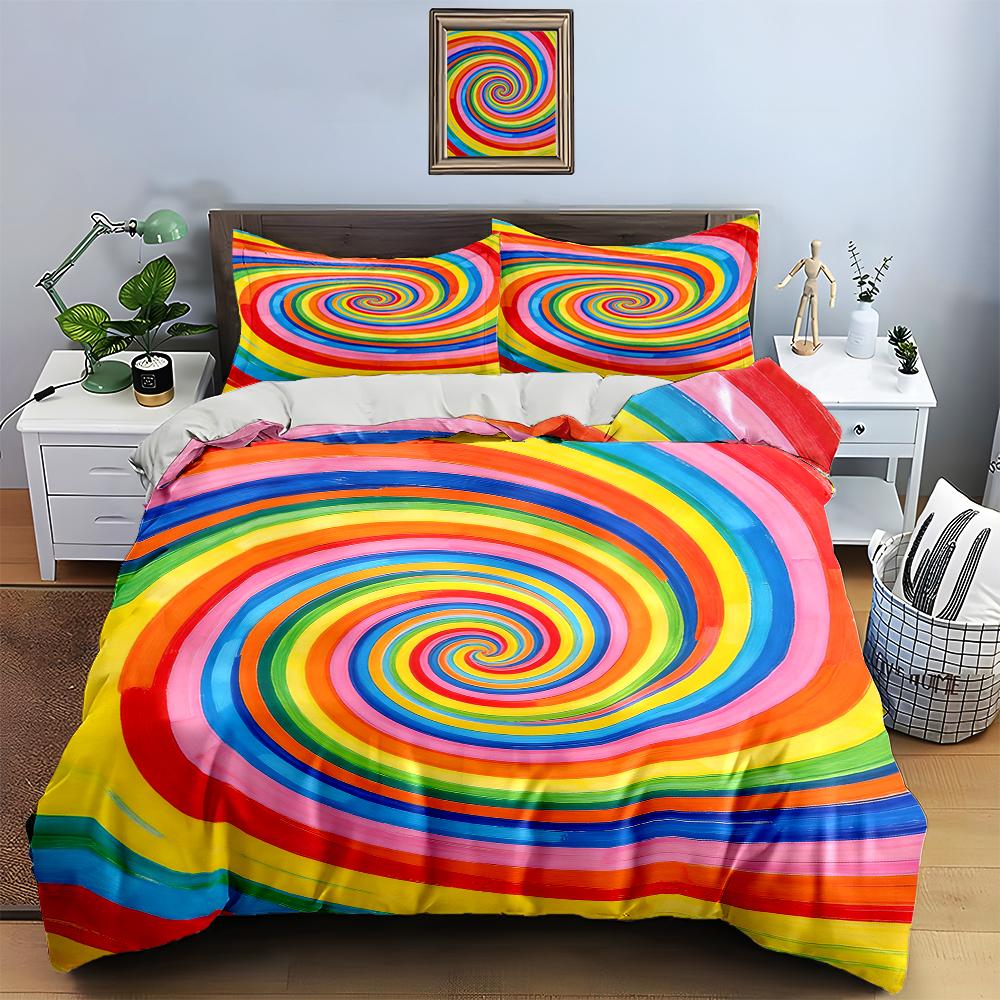 Bunte spiralförmige Wirbel Bettwäsche Bettbezug-Sets Bettbezüge Kissenbezüge Geschenke (1 * Bettbezug 2 * Kissenbezüge, ohne Bettdecke)