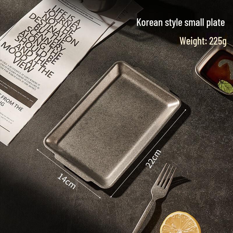 Retro Rectangular Snowflake Gray Serving Plates (2-Pack)