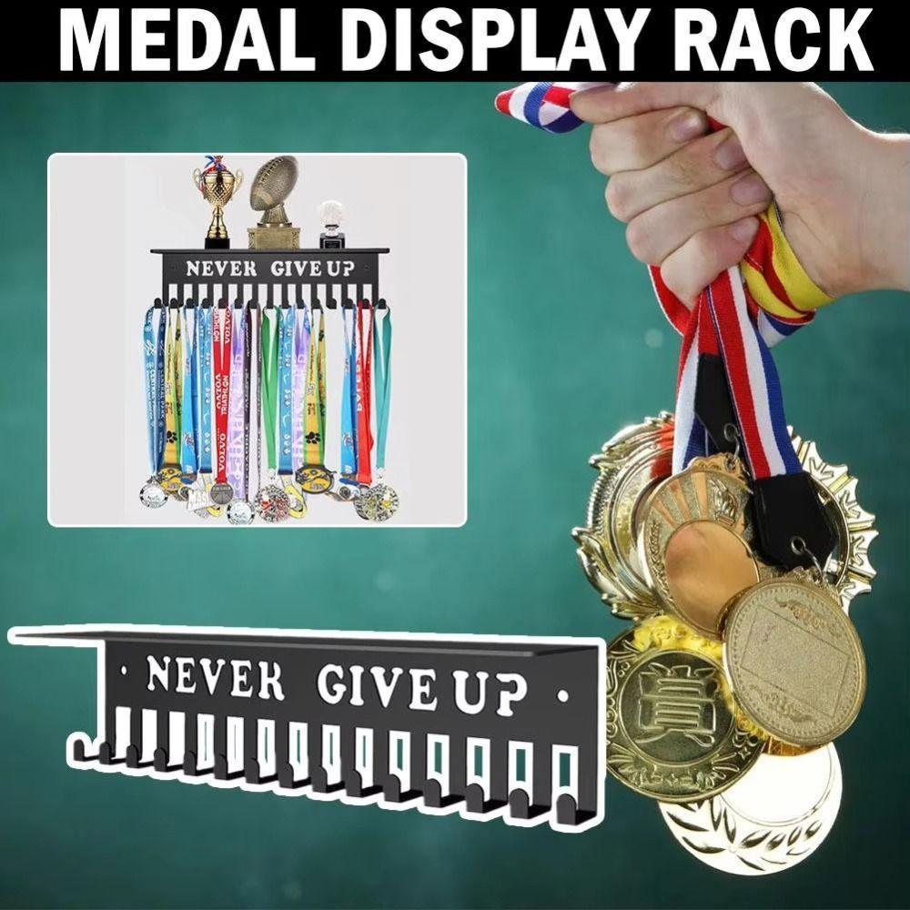 Durable Wall Mount Medal Display Stand Metal Large Capacity Medal Storage Rack Medal Hooks for Racing Sports Karate