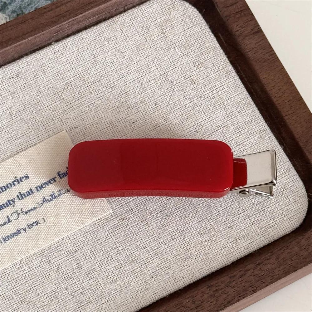 Fashion Acetate Checkered Hair Side Clips Broken Hair Bangs Clips Women Girls Sweet Cute Side Clips Elegant Duckbill Clip