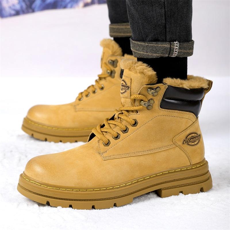 Pánské vysoké boty na volný čas Ručně vyráběné plyšové boty Ležérní boty Podzimní a zimní boty
