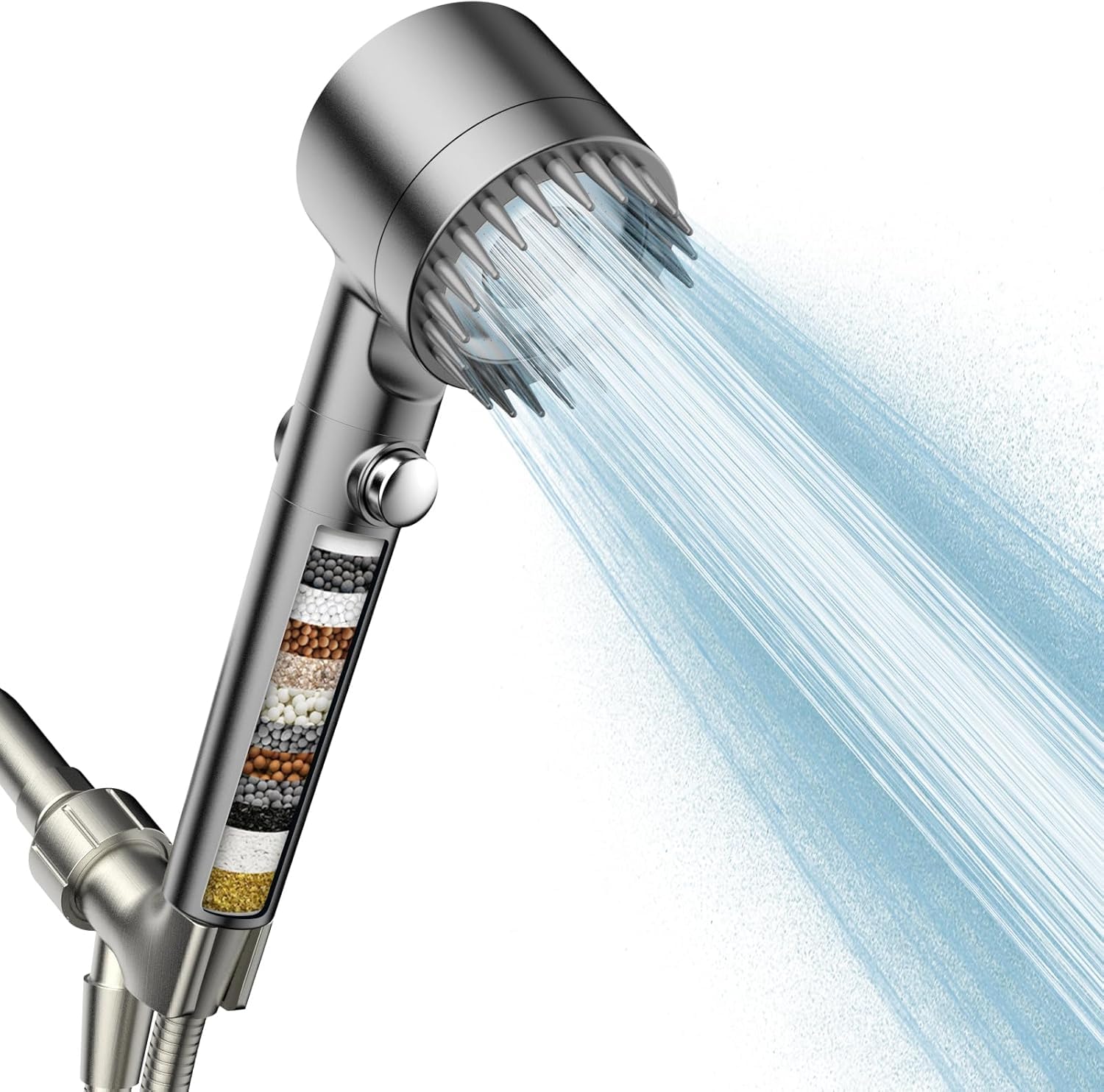 

MEKO Shower Head with Bubble Water Handheld Water Water Pressure Water Chlorine Skin Leak Stain 3 Adapters Included Micro-Nano Mist, 3+1 Modes,