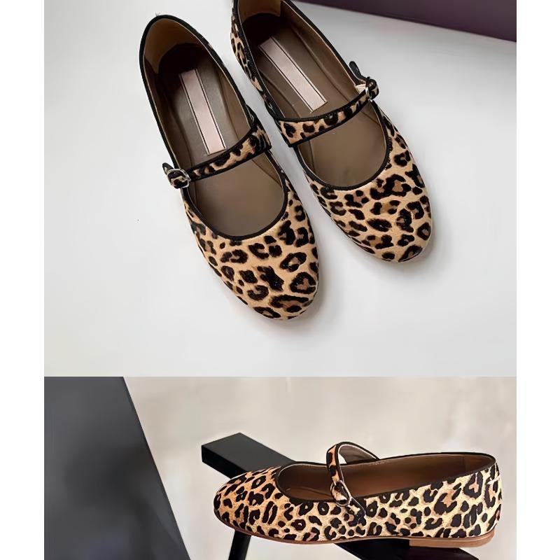 New Style Mary Jane Ballet Flats Women Shoes Leopard Print Comfortable Soft Round Toe Flat Shoes for Women Zapatos Mujer