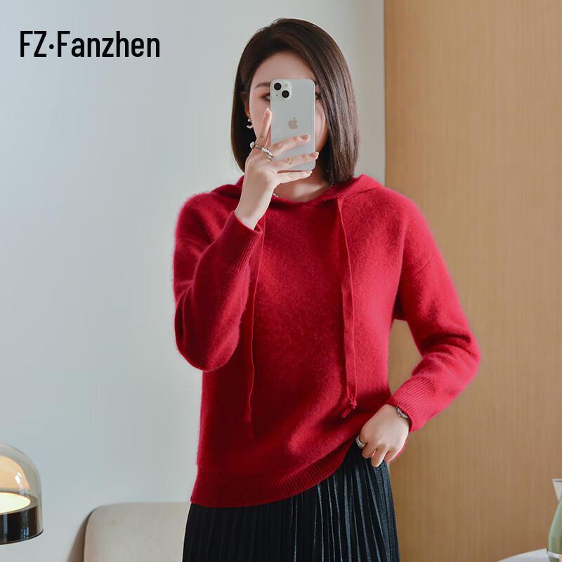 

Fanzhen Женский вязаный свитер с капюшоном из 100% шерсти 2XL