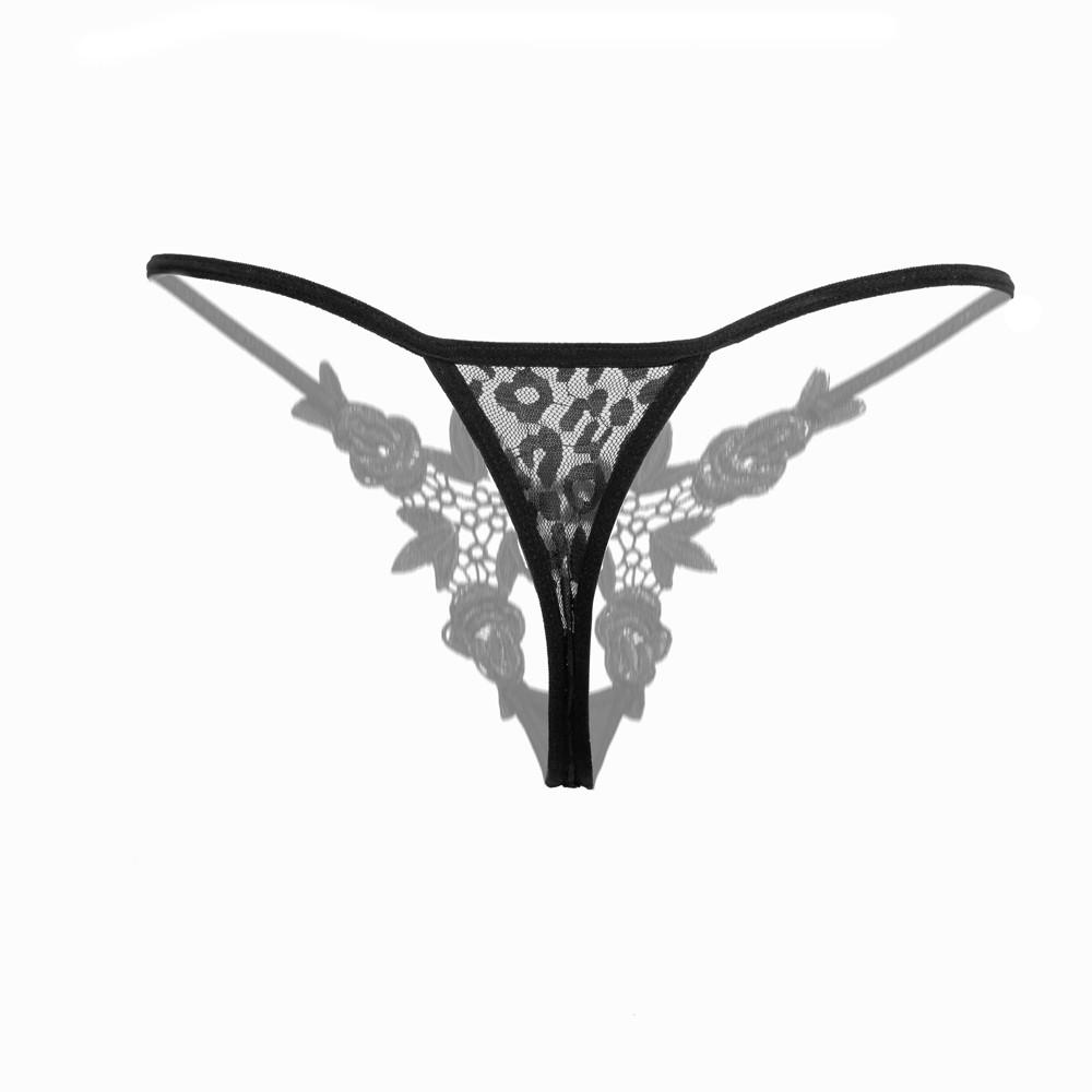 Low Waist Lace Embroidered Women's G-String Panties Open Crotch Thong Underwear Sexy Lingerie Intimate Apparel for Daily Wear