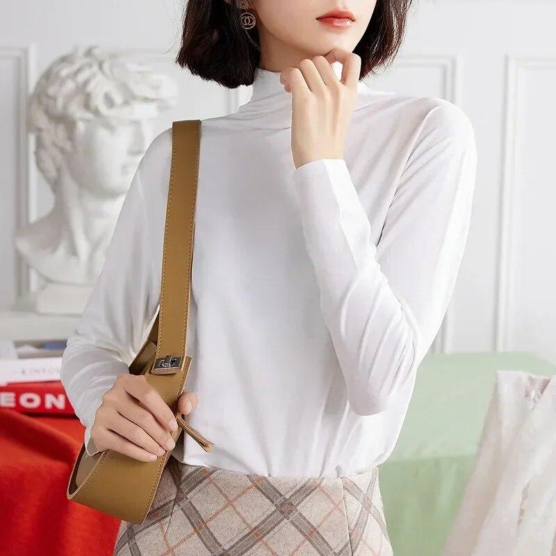 

Blusas, осенняя футболка Y2K, зимняя футболка с длинным рукавом, женская уличная одежда, однотонные тонкие футболки, повседневная свободная футболка, одежда 29771 XXL остановить