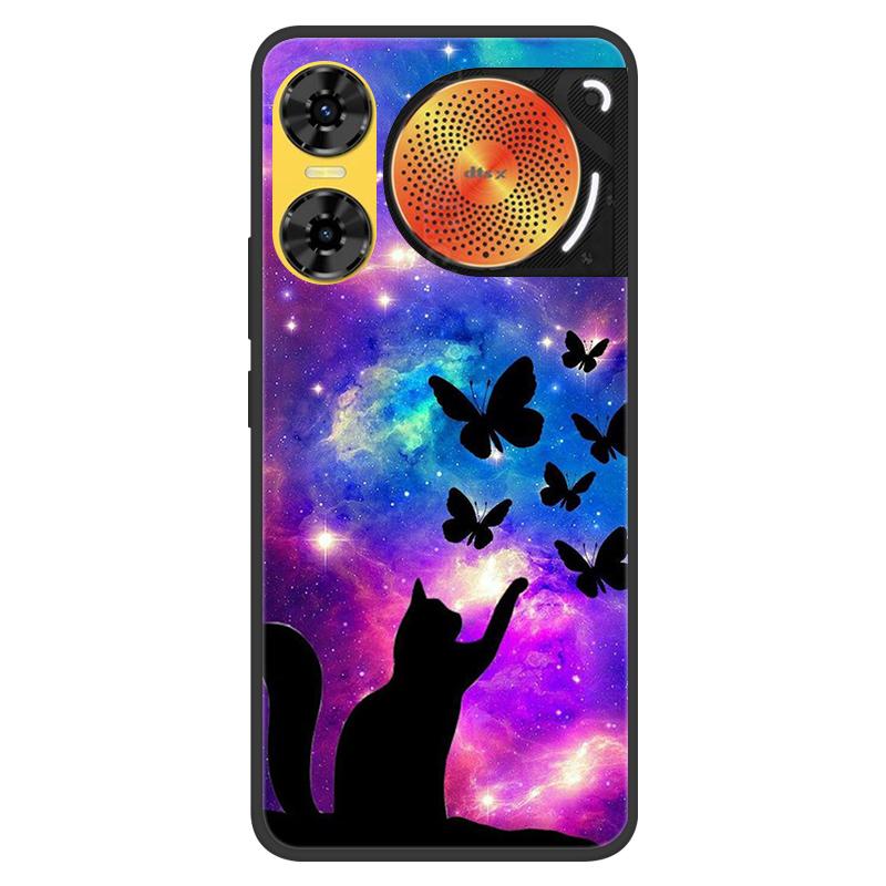 For ZTE Nubia Music 2 Case 2025 Soft Black Silicone Bumper Butterfly Painted Phone Cover for Nubia Music2 Cases Fundas Capa