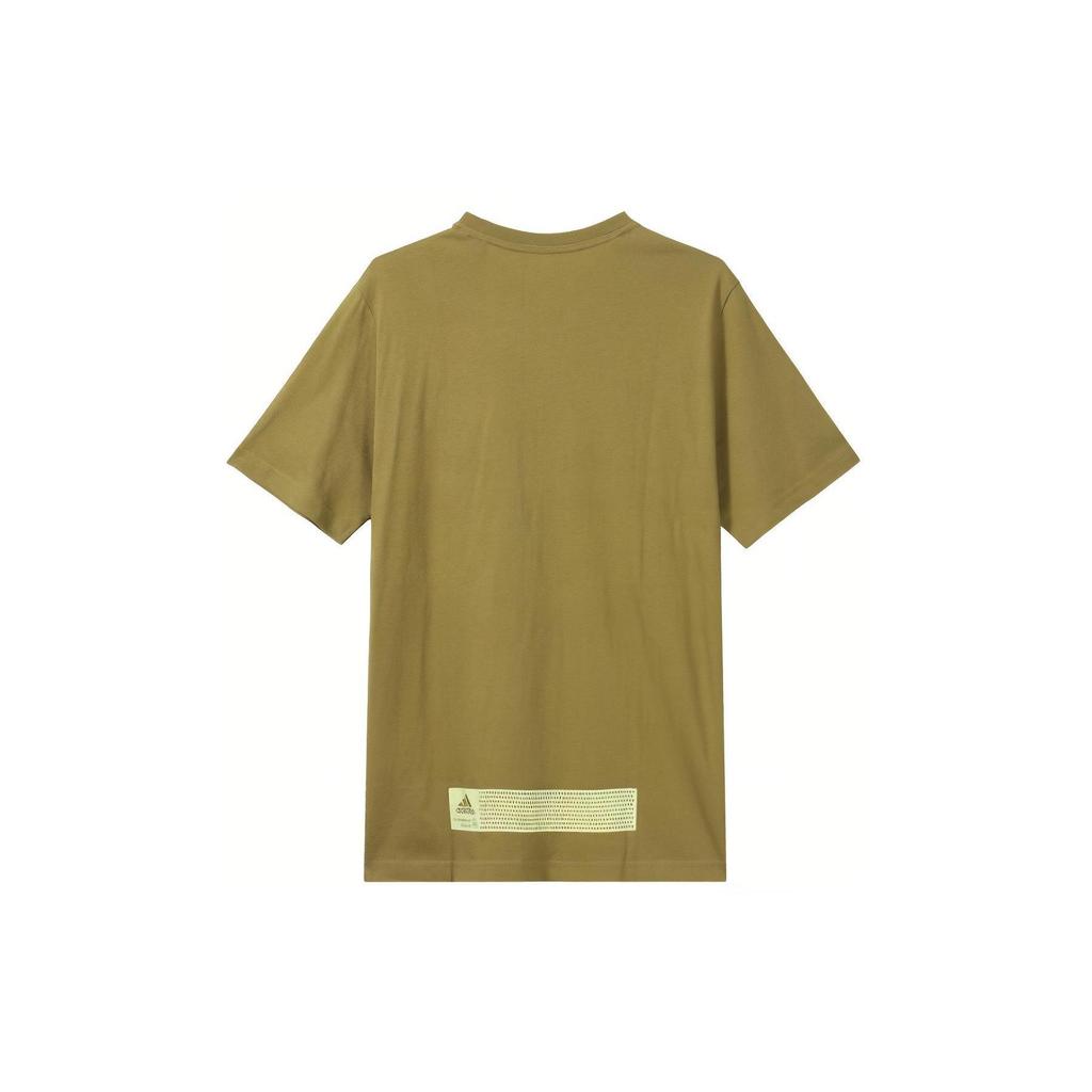 Adidas T Shirts Men's Earth Yellow Crew Neck Moderate Straight Fit GN6861