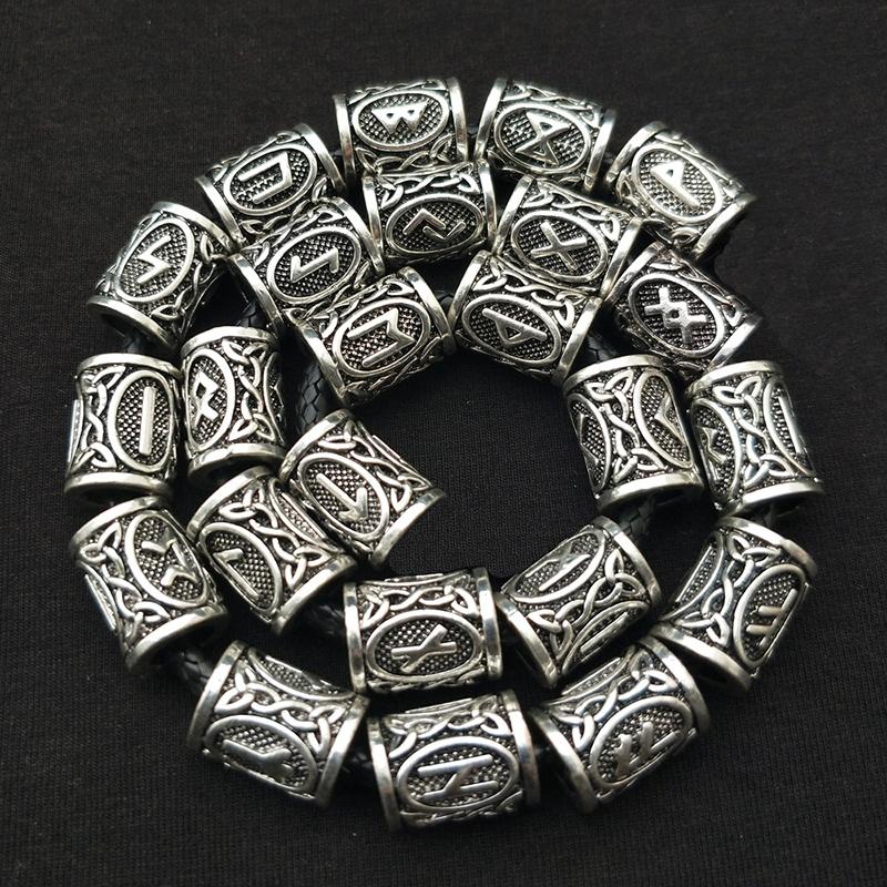 24 Pcs Viking Runes Set Loose Beads Spacer Beads For Hair Braid Diy Jewelry