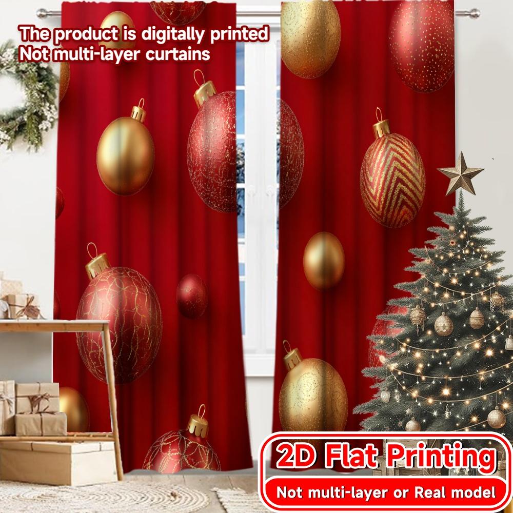 

2D Flat Printing 2pcs Festive Elegance(3) Modern Print Curtains Durable Polyester Curtains All Seasons Ldeal for Living Room 100*130 Rod Pocket 1pcs