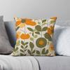 Green Orange Floral Square Pillowcase Polyester Linen Velvet Printed Zip Decorative Throw Pillow Case Sofa Seater Cushion Case