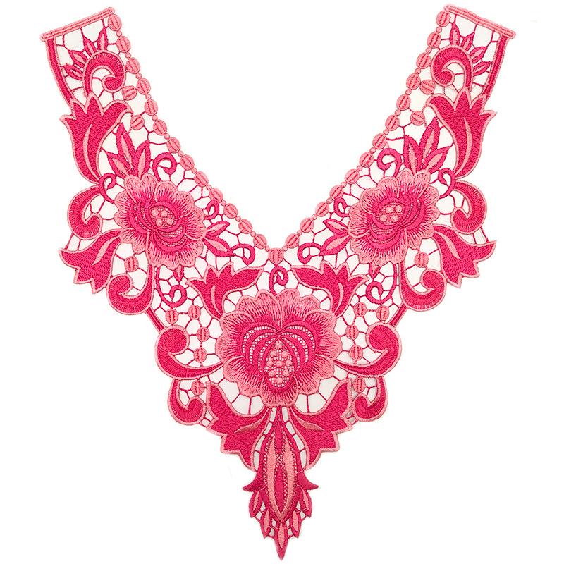 

Кружево вышитое венецианское цветочное декольте отделка воротника одежда шитье аппликация красный