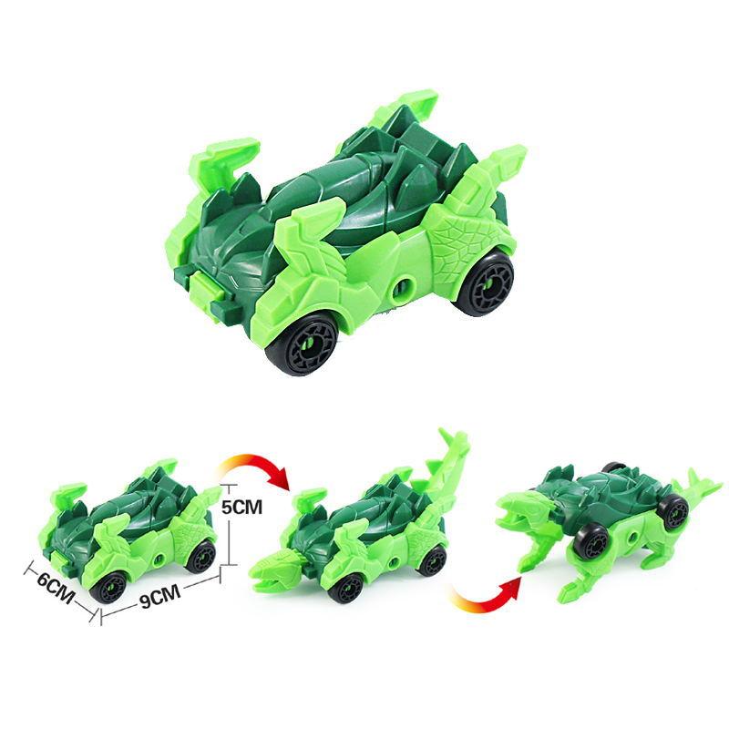 2Pcs Kids Dinosaur Deformation Toy Deformed Car Dinosaur Children Toys Diy Assembly Transformer Toy Car Model